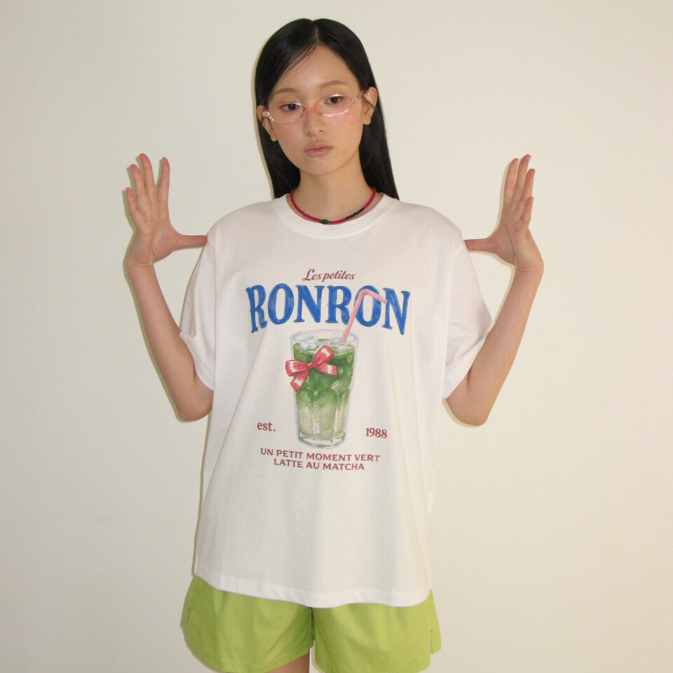 RON0105-262 抹茶圖案上衣 RIBBON MATCHA BASIC FIT T SHIRT