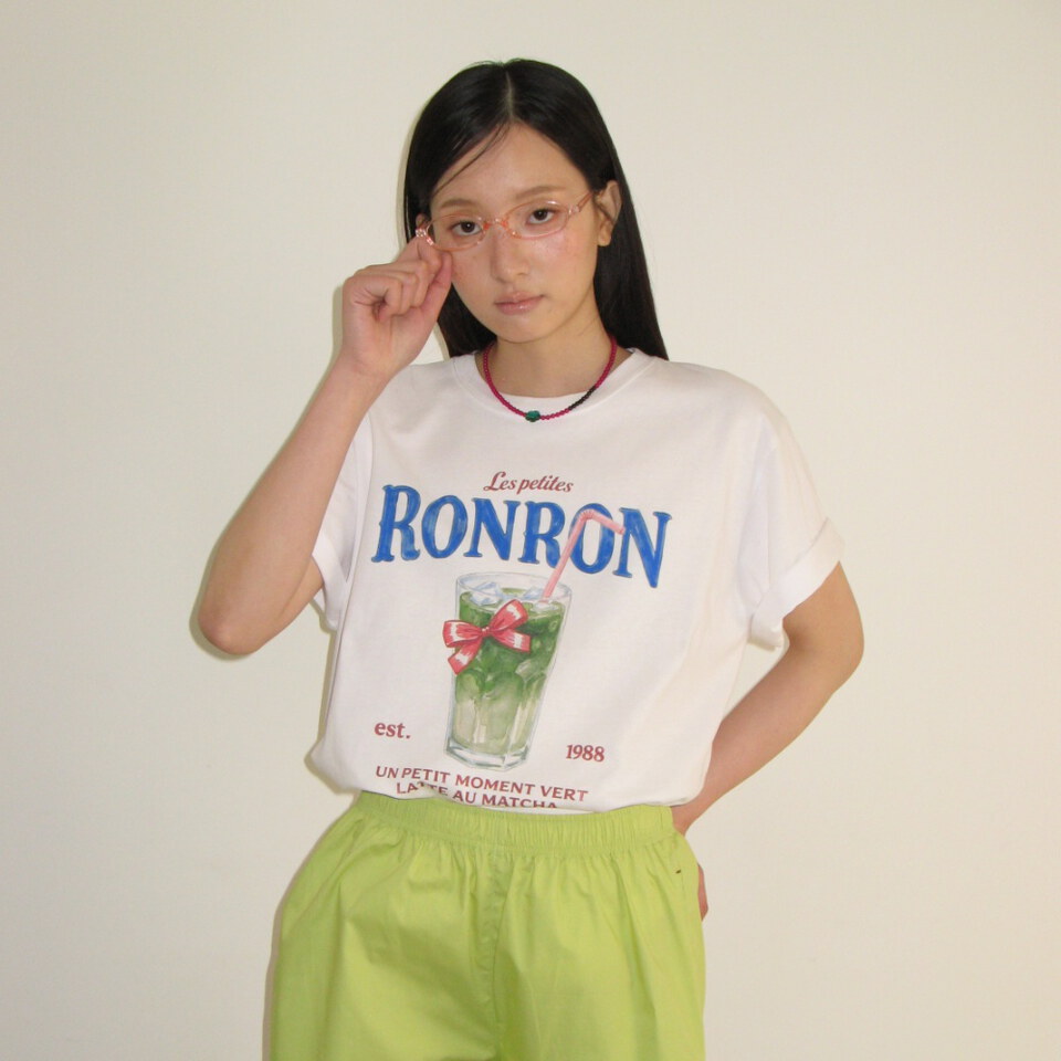 RON0105-262 抹茶圖案上衣 RIBBON MATCHA BASIC FIT T SHIRT