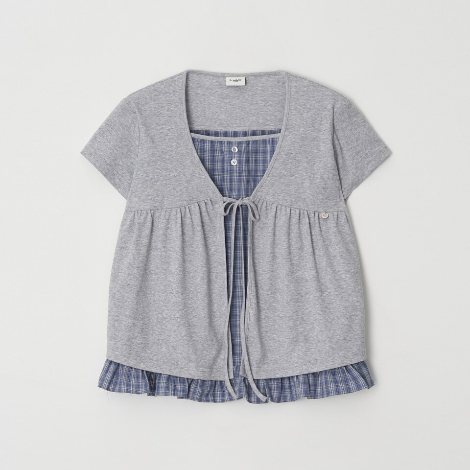 RON0108-262 層次格紋上衣 CARDIGAN LAYERED SOFT CHECK T SHIRT