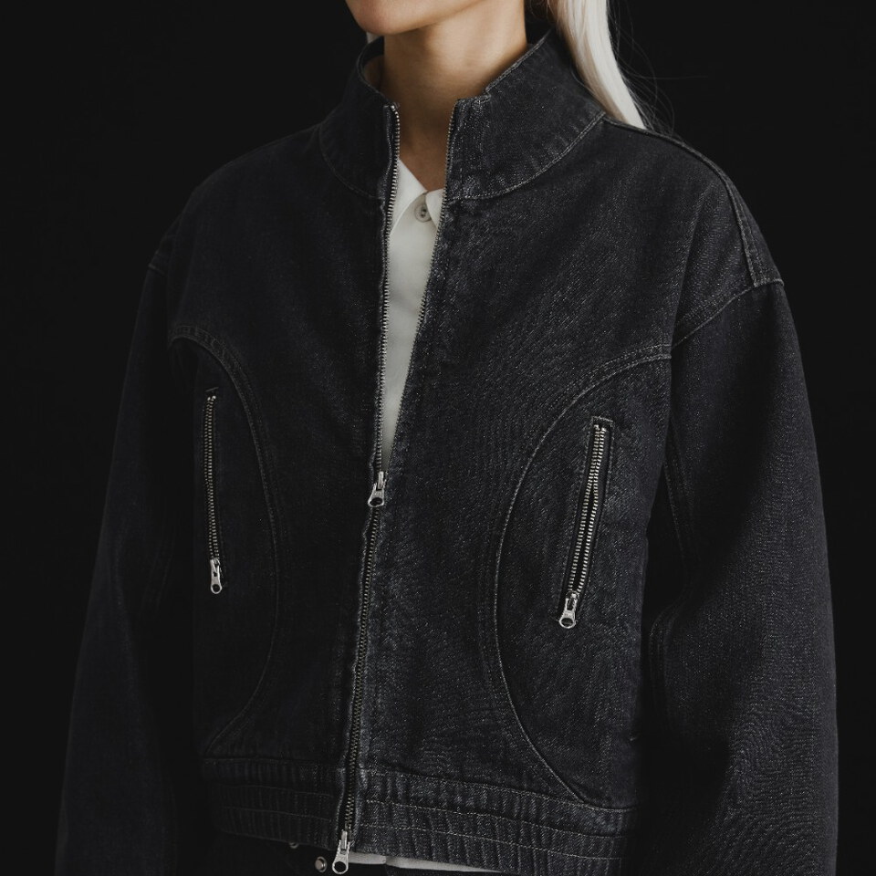 RTE1101-261 Stand Collar Denim Jacket