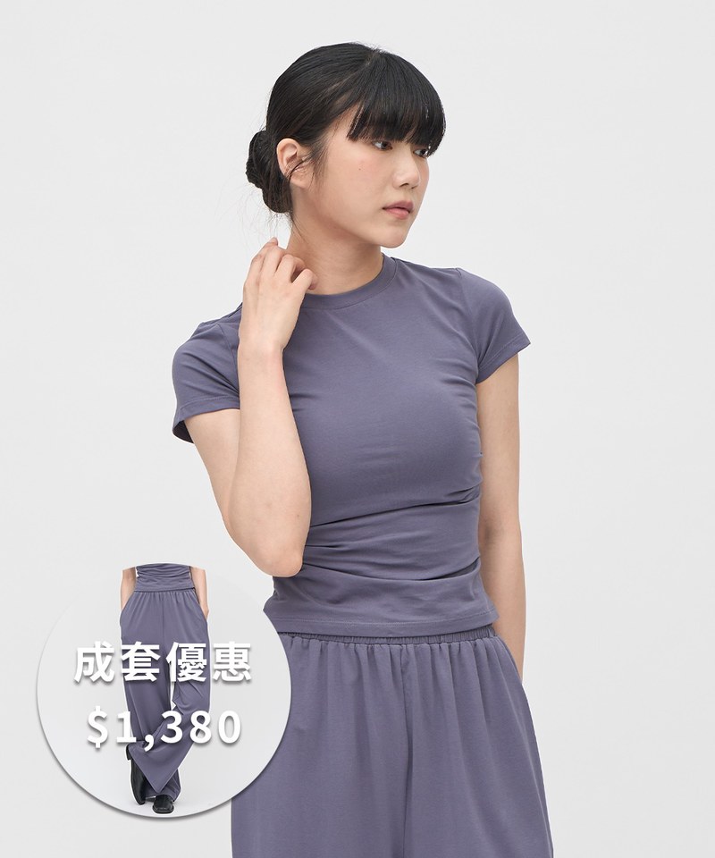 柔滑涼感彈力短袖上衣