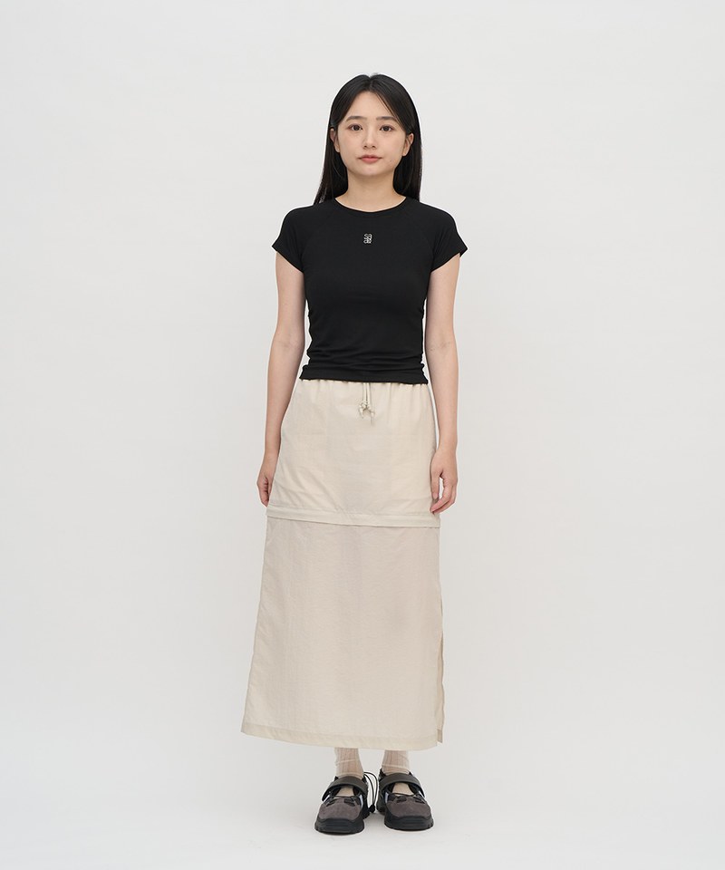 連肩袖刺繡短TEE
