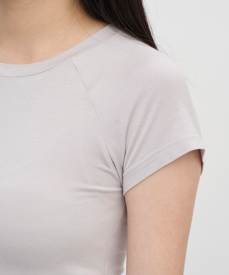 連肩袖刺繡短TEE