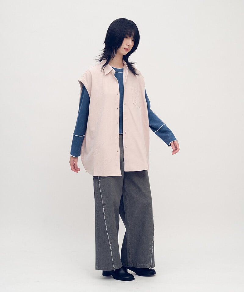 雪花絨感木耳邊上衣