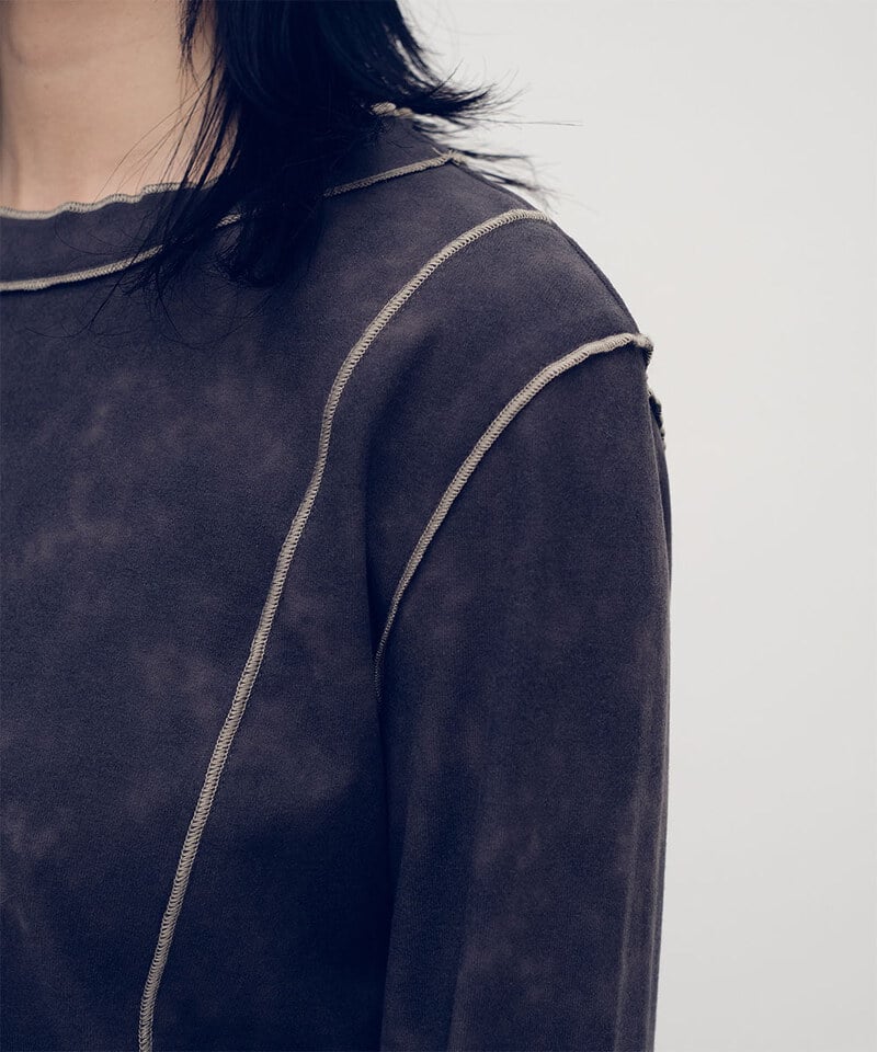 雪花絨感木耳邊上衣