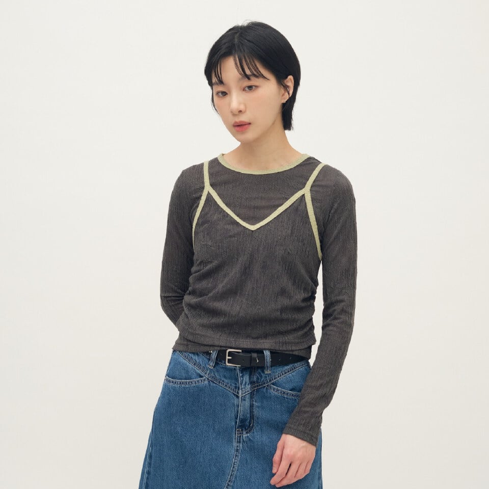 SAA0041-261 蕾絲兩件式疊穿上衣