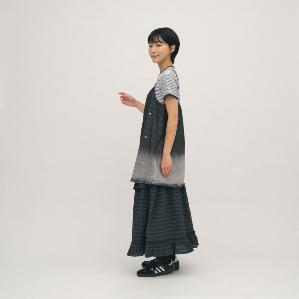 蕾絲花邊條紋TEE
