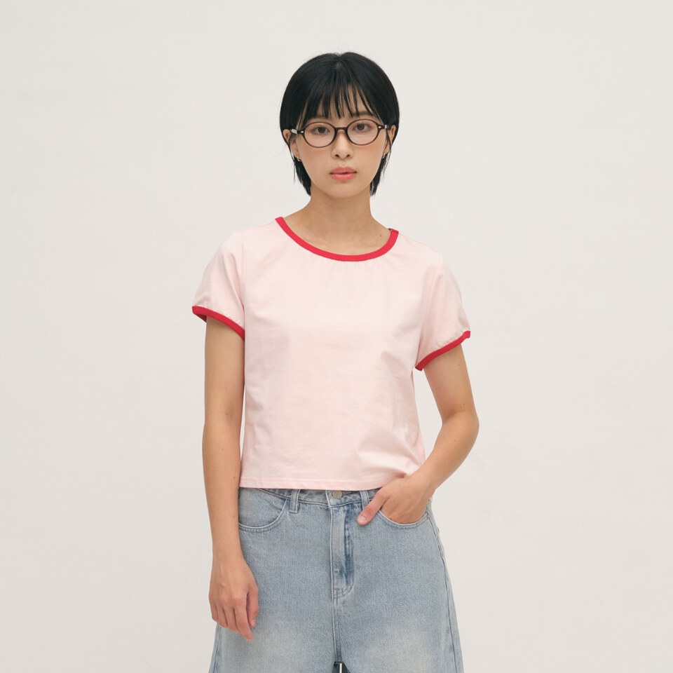 SAA0049-262 流星刺繡拼接合肩TEE