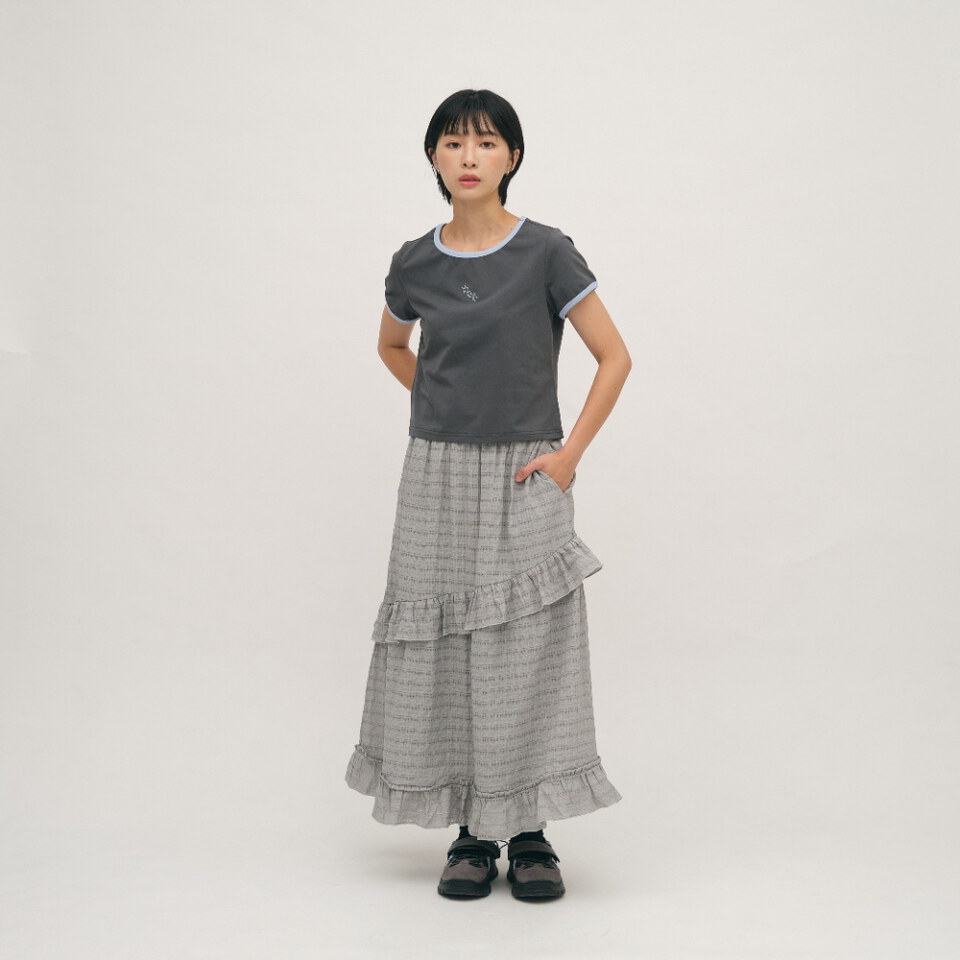 流星刺繡拼接合肩TEE