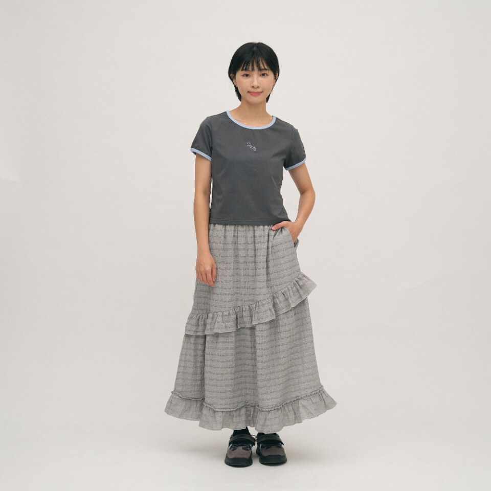 流星刺繡拼接合肩TEE