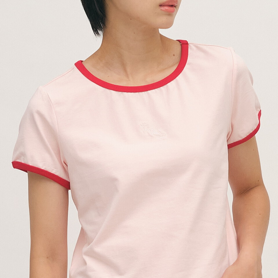 流星刺繡拼接合肩TEE