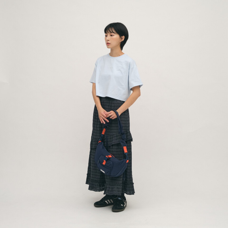 五分寬袖寬短TEE