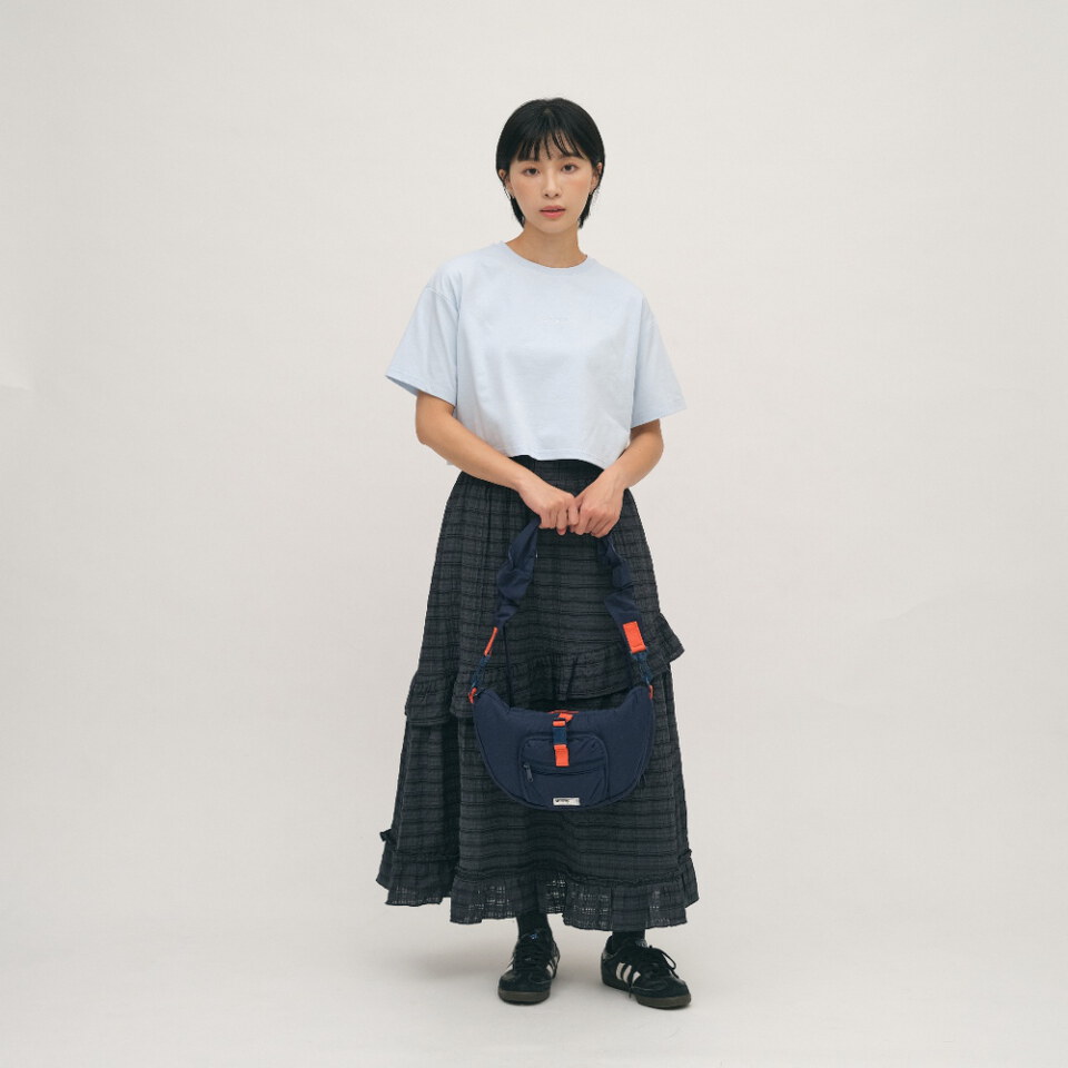 五分寬袖寬短TEE