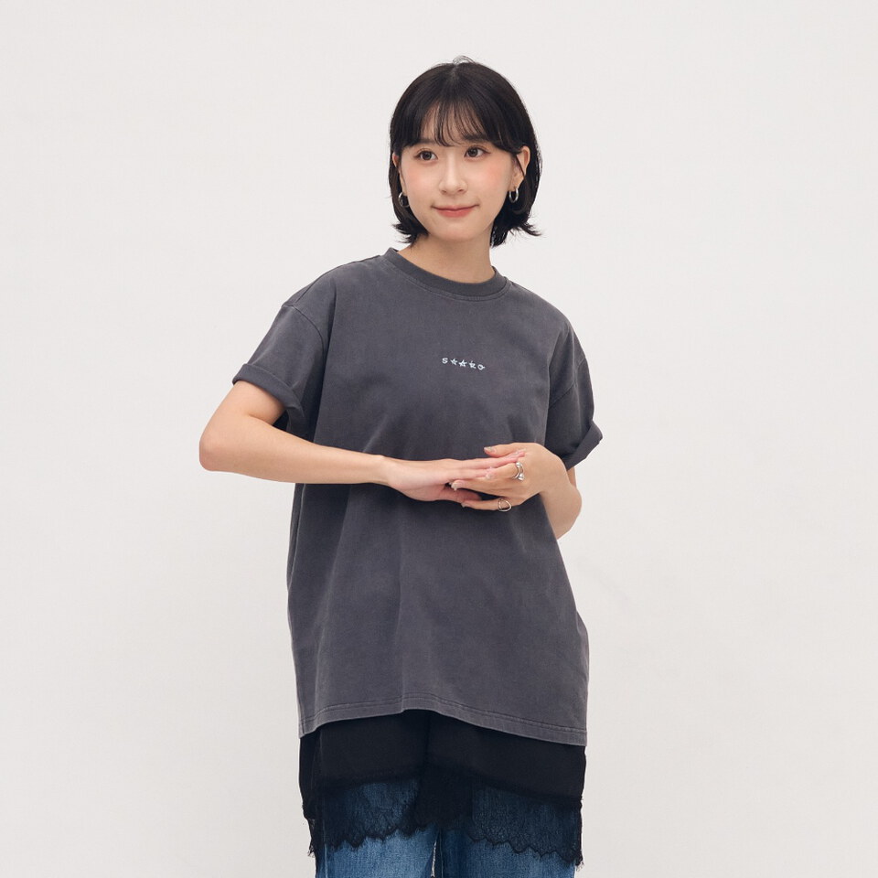 SAAKO 刺繡寬鬆水洗tee