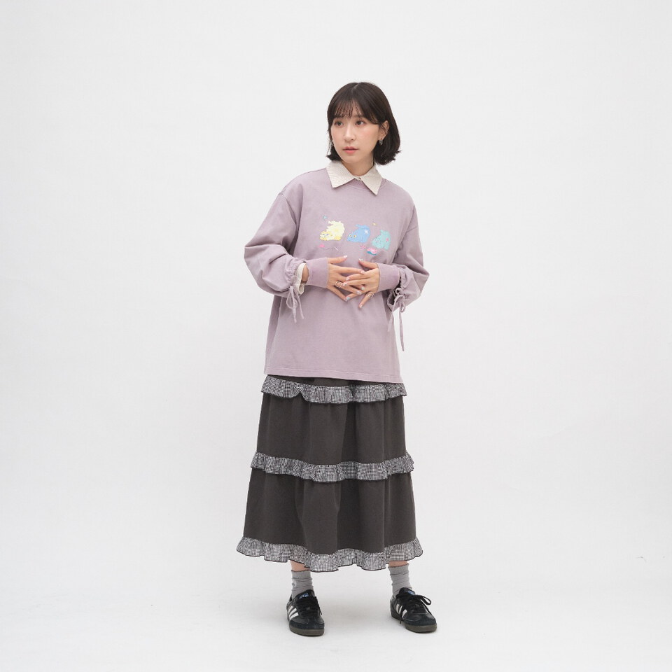 袖口綁帶貓貓水洗tee