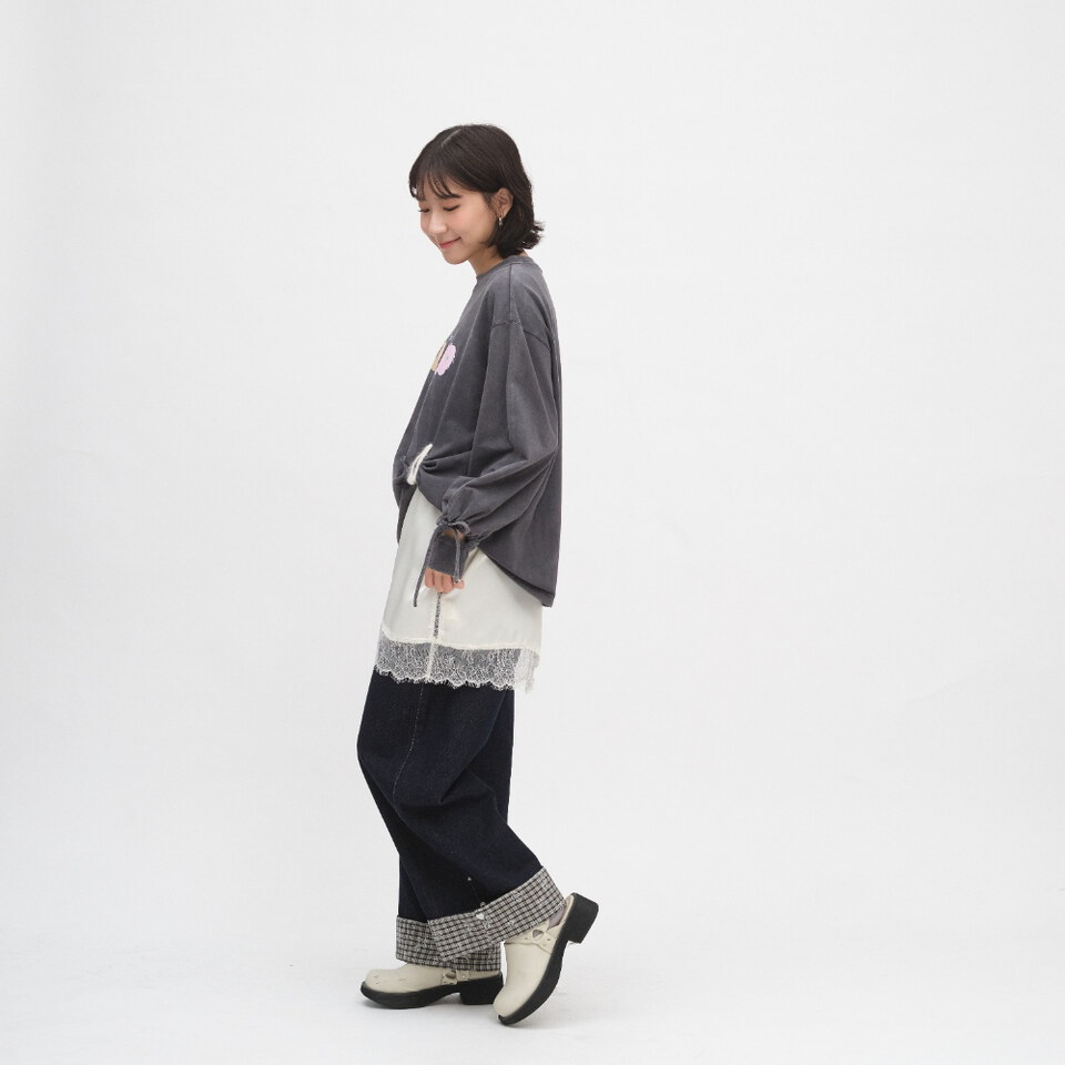 袖口綁帶貓貓水洗tee