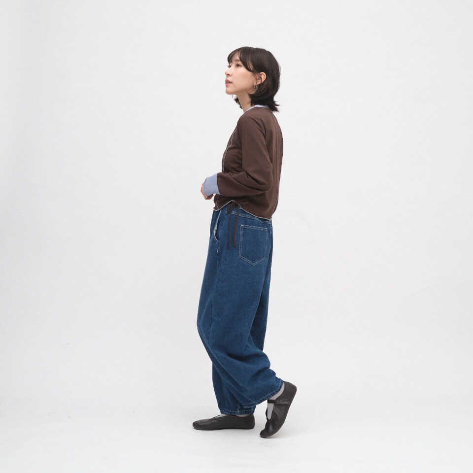 木耳邊抽繩長袖上衣