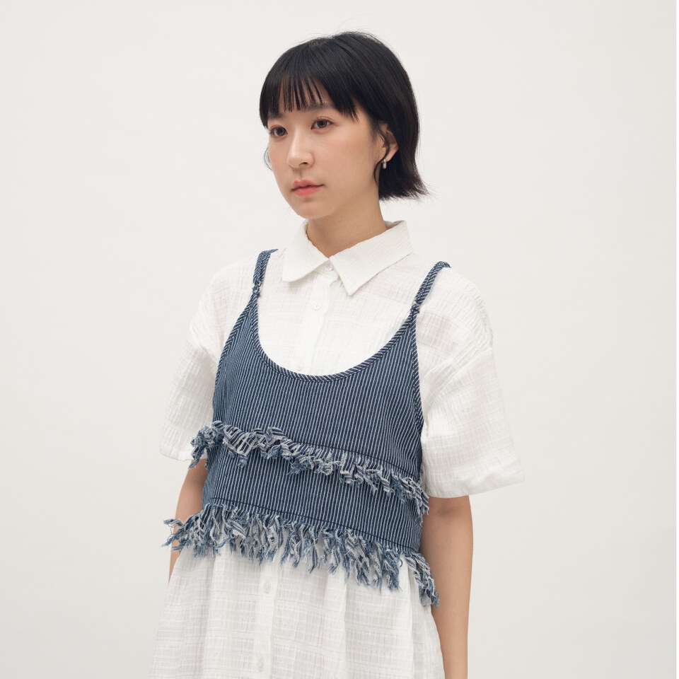 SAA0121-261 2WAY 流蘇丹寧背心