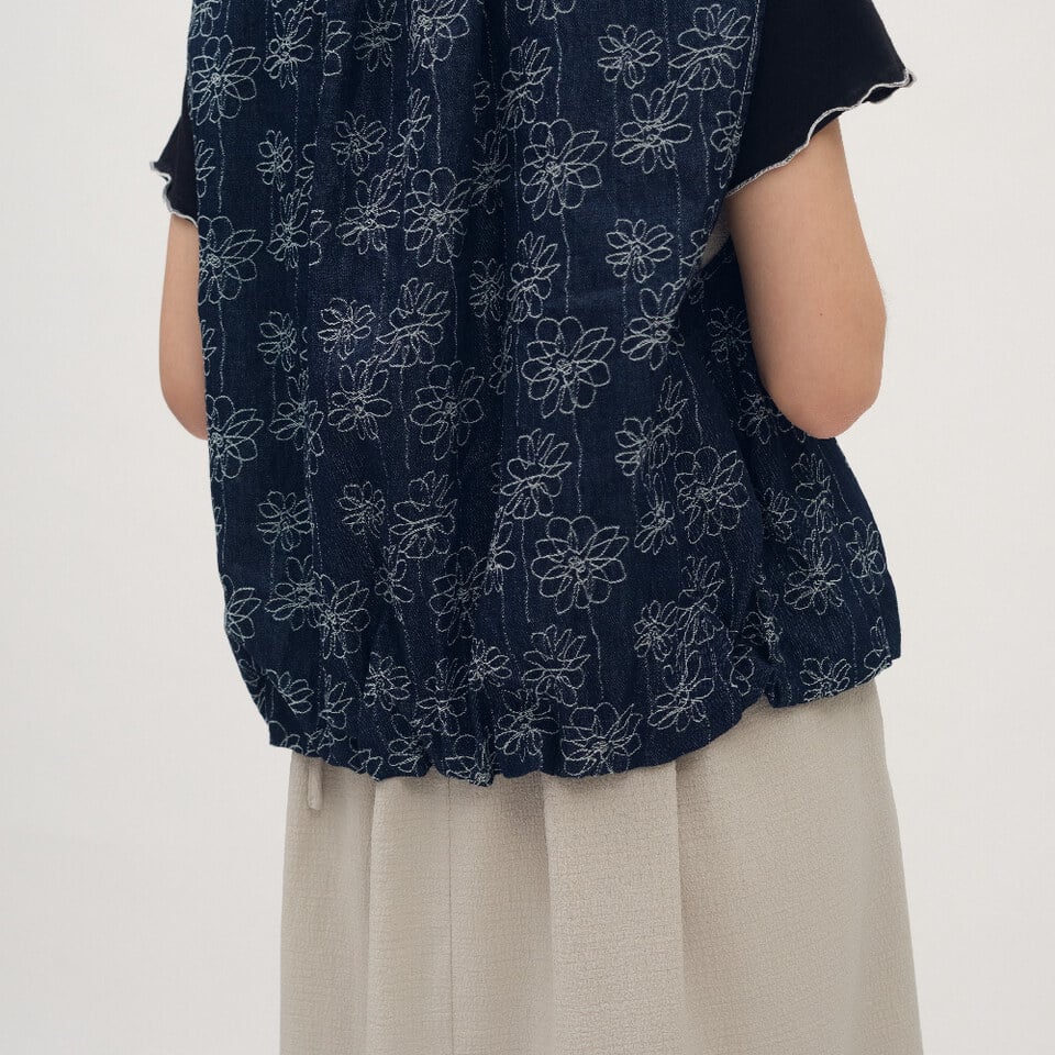 丹寧氣球下擺綁帶背心