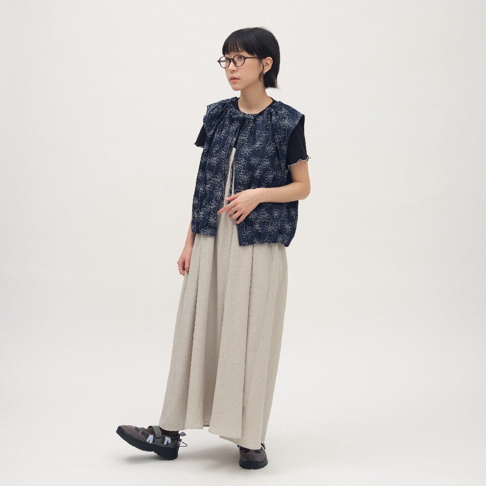 丹寧氣球下擺綁帶背心