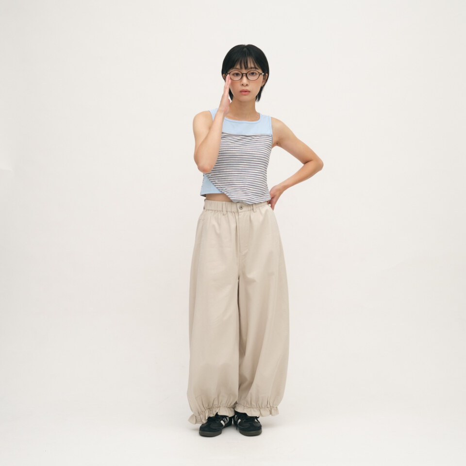 假兩件條紋拼接背心
