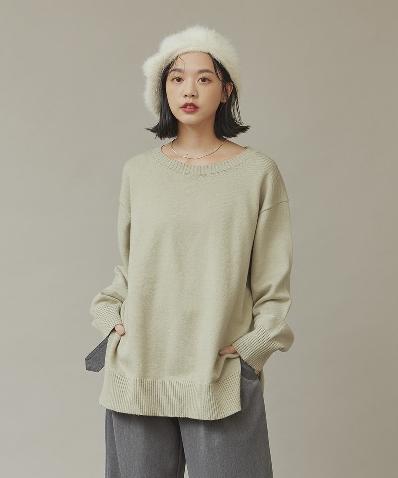 下襬開衩針織上衣