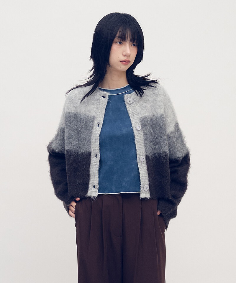 漸層短版針織外套