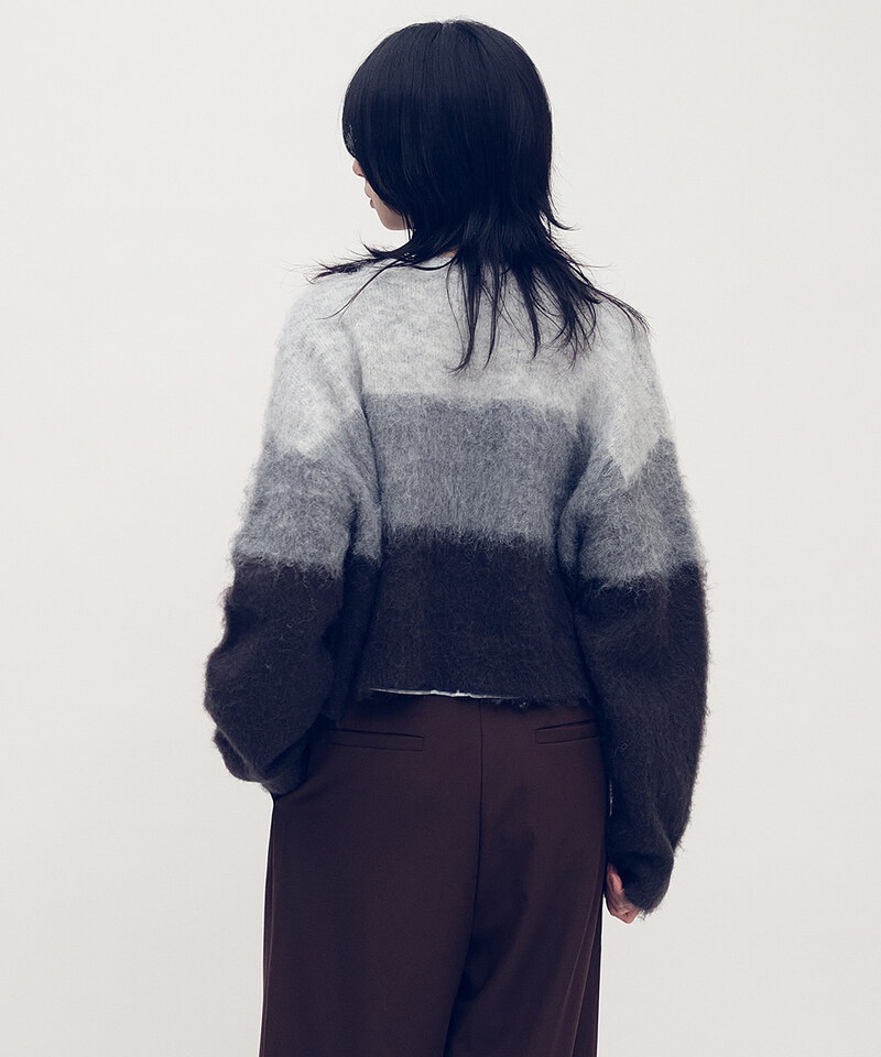 漸層短版針織外套