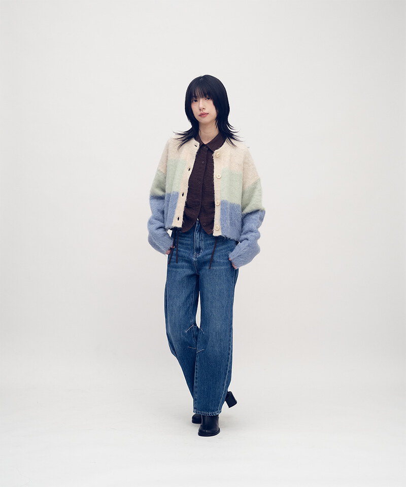 漸層短版針織外套