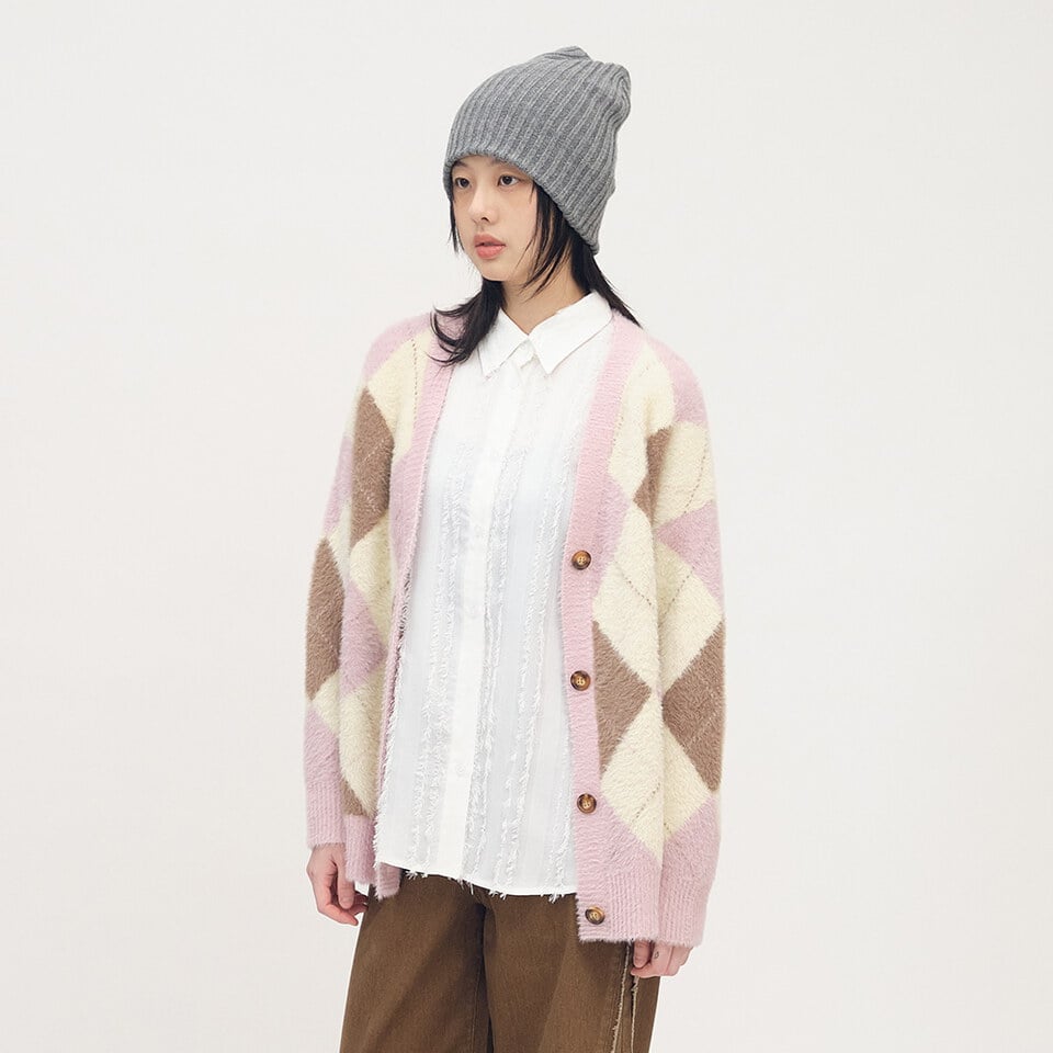 SAA0325-252 菱格紋針織開襟外套