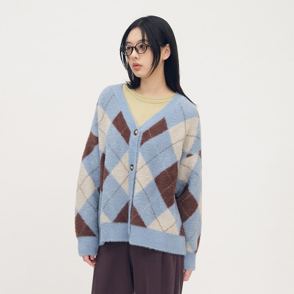 菱格紋針織開襟外套