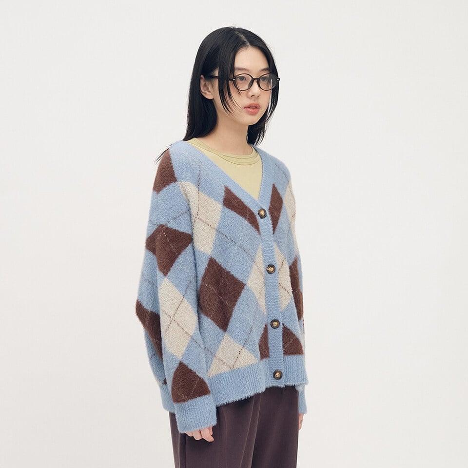 菱格紋針織開襟外套