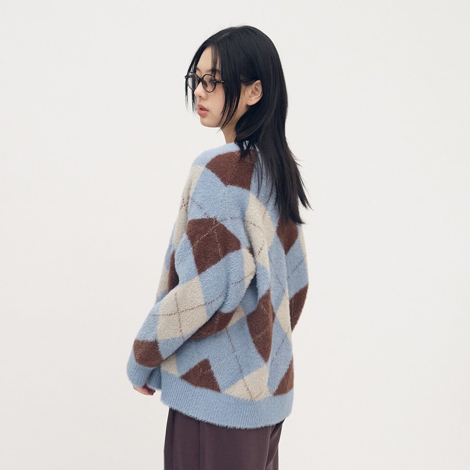 菱格紋針織開襟外套