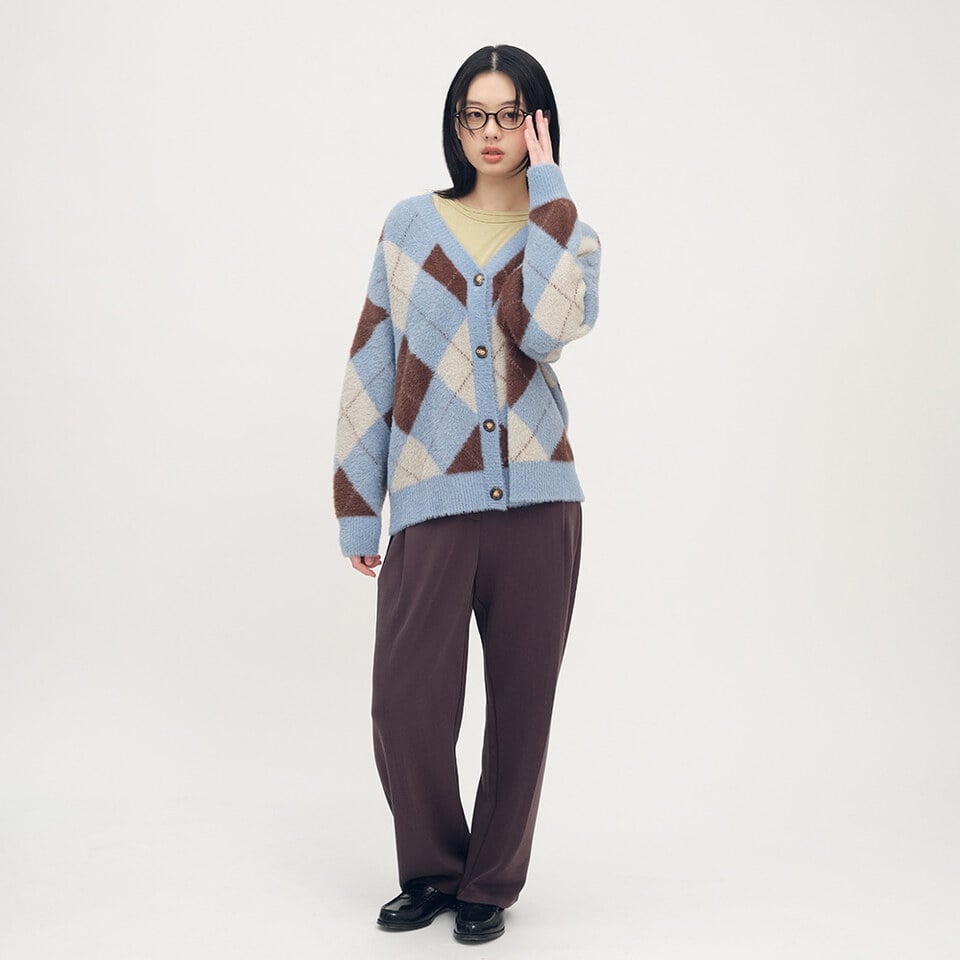 菱格紋針織開襟外套