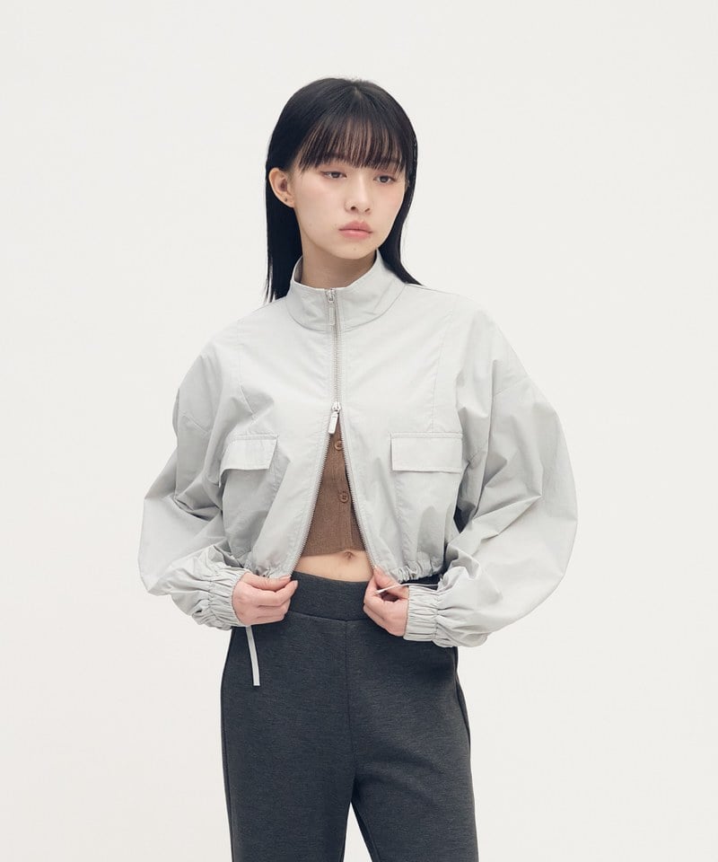 澎袖立領外套