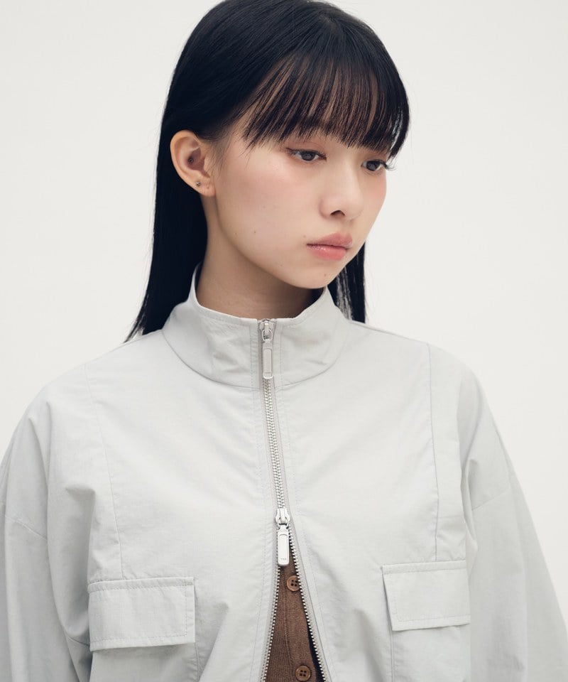 澎袖立領外套