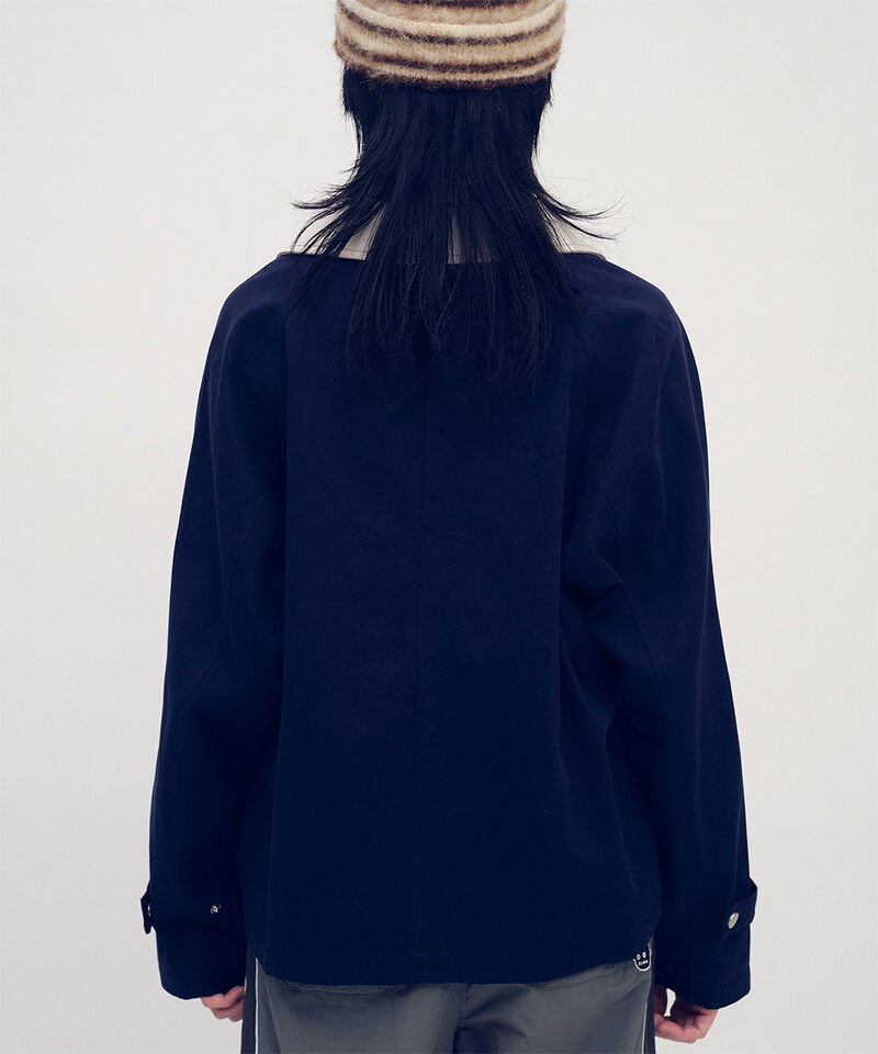 拼接領水洗棉外套