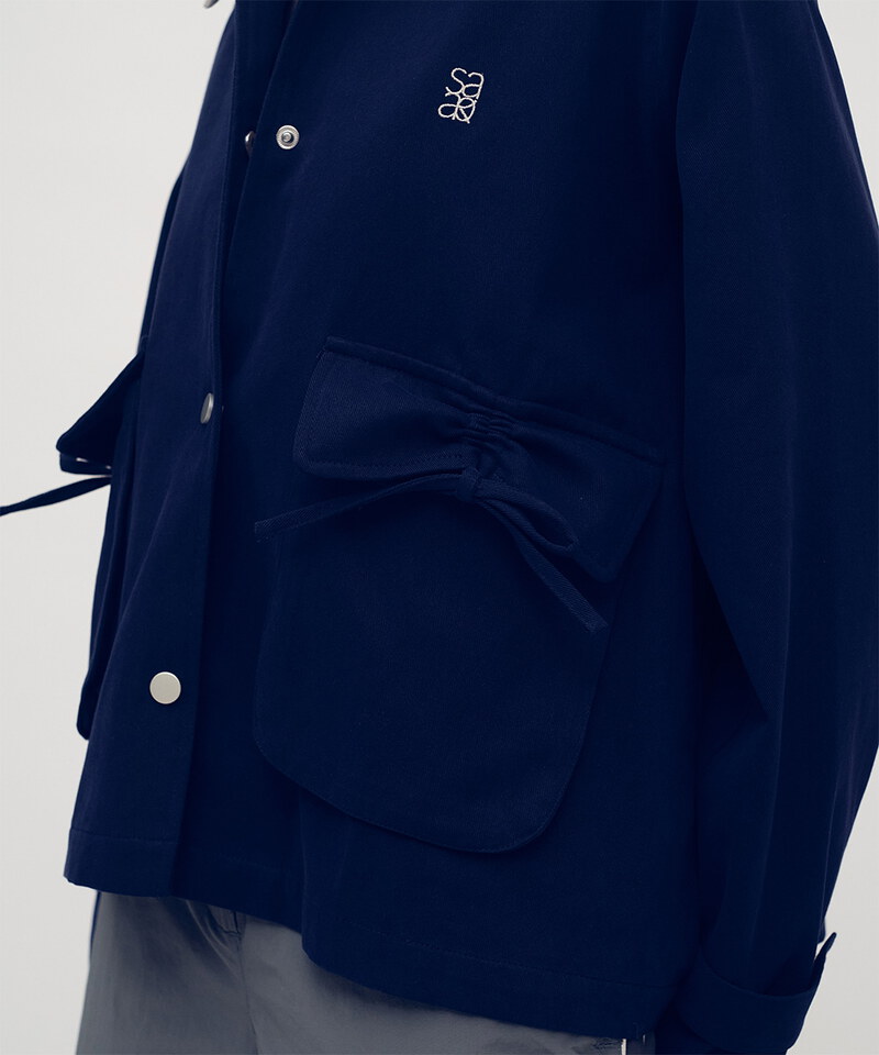 拼接領水洗棉外套