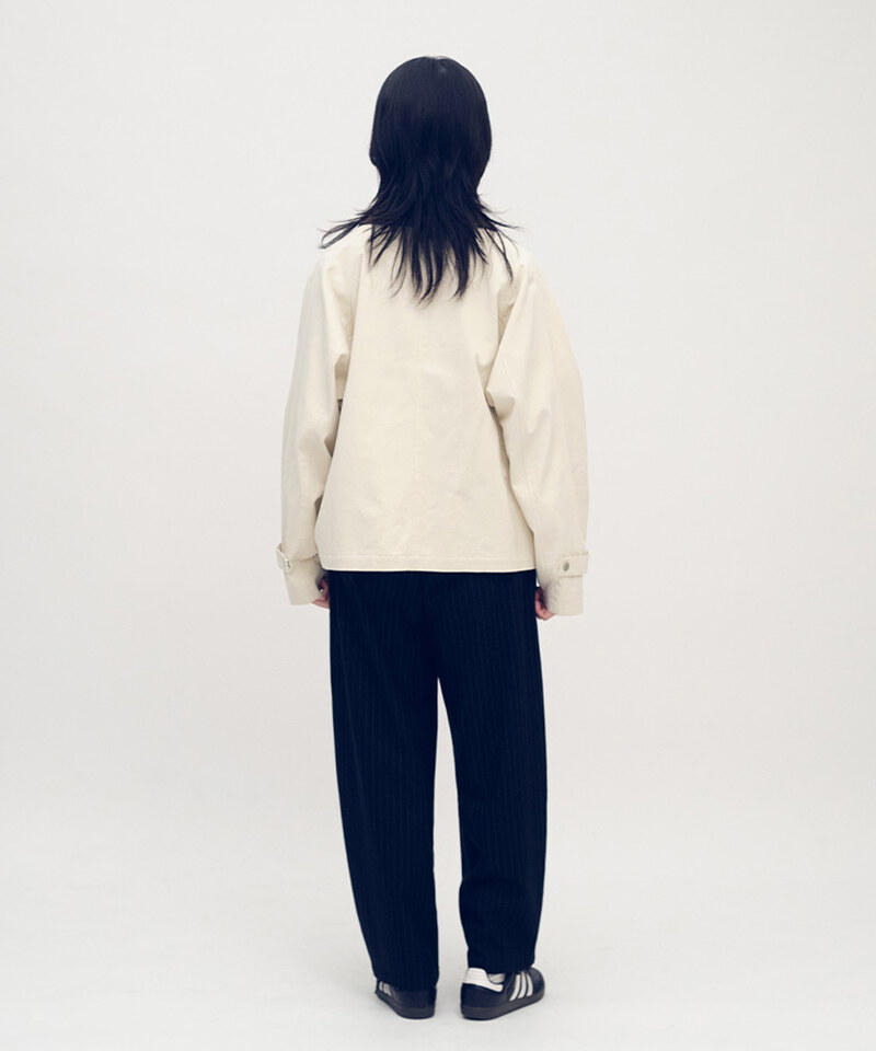 拼接領水洗棉外套