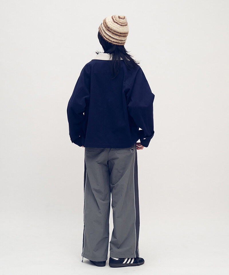 拼接領水洗棉外套