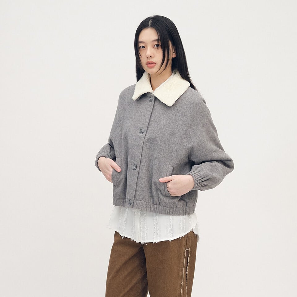 可拆領短版毛呢外套