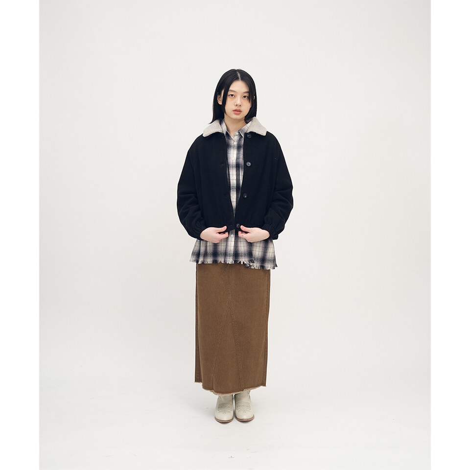 可拆領短版毛呢外套