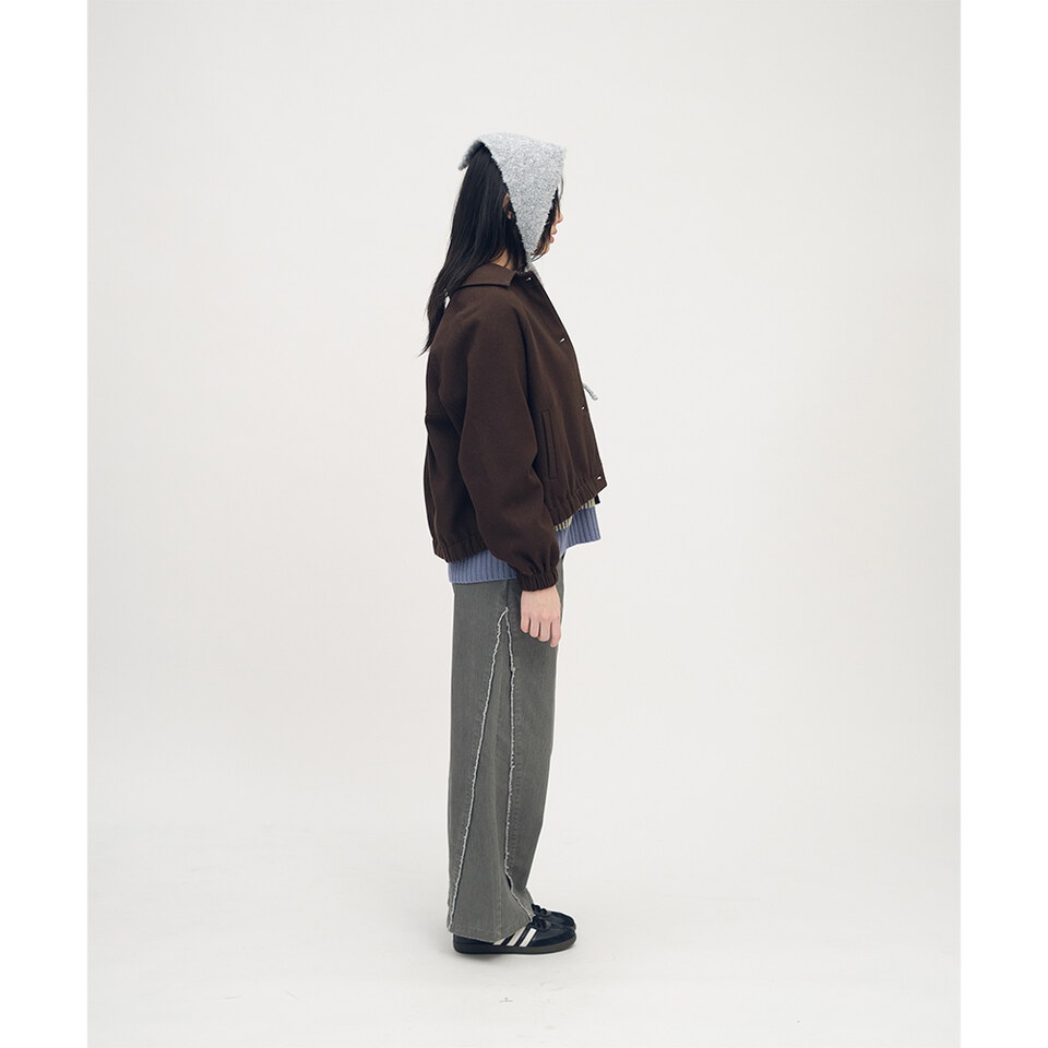 可拆領短版毛呢外套