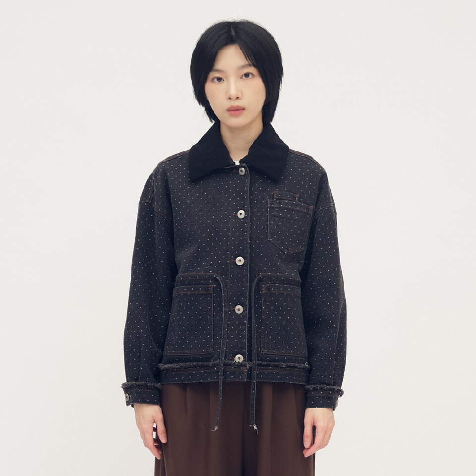 星點丹寧拼接外套
