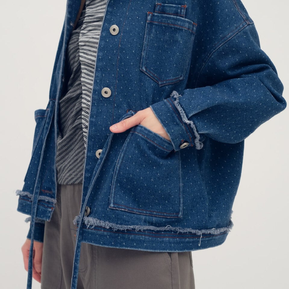 星點丹寧拼接外套