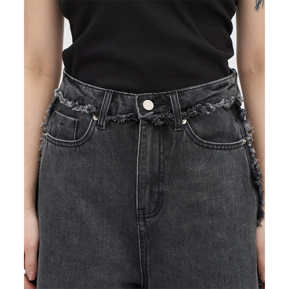 不收邊丹寧七分褲