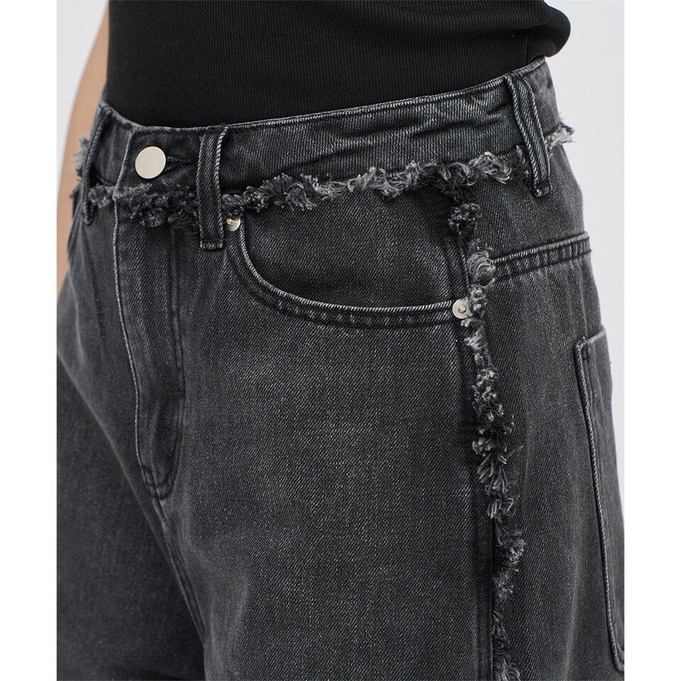 不收邊丹寧七分褲