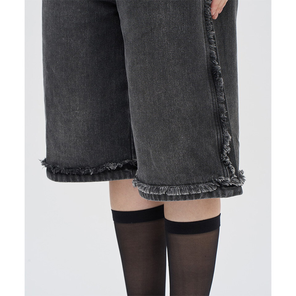 不收邊丹寧七分褲