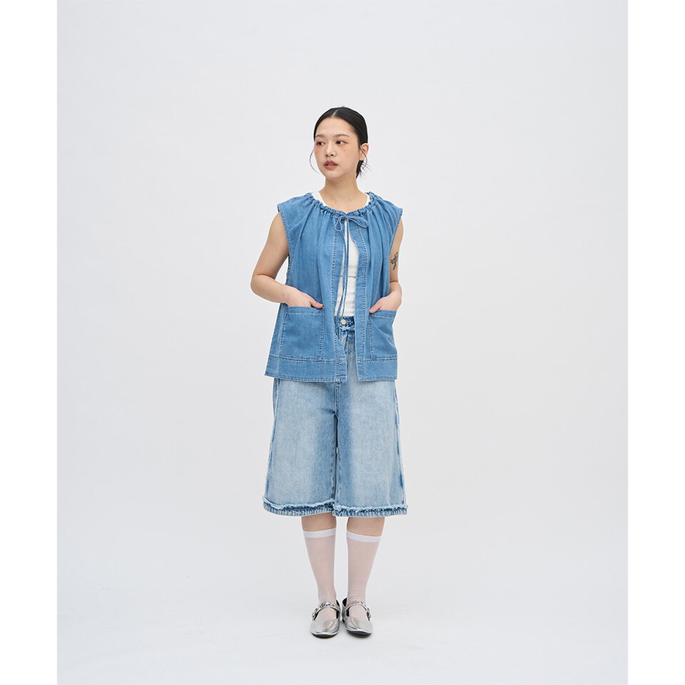 不收邊丹寧七分褲