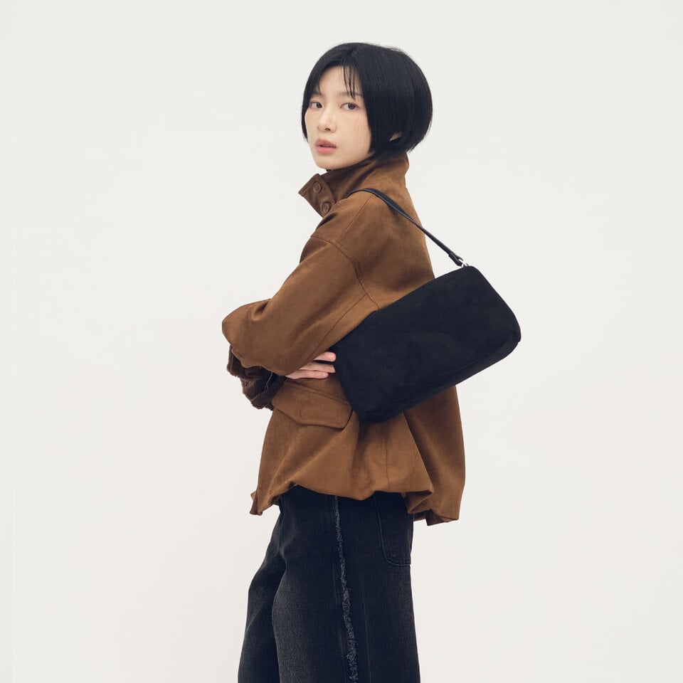 絨面皮感單肩包